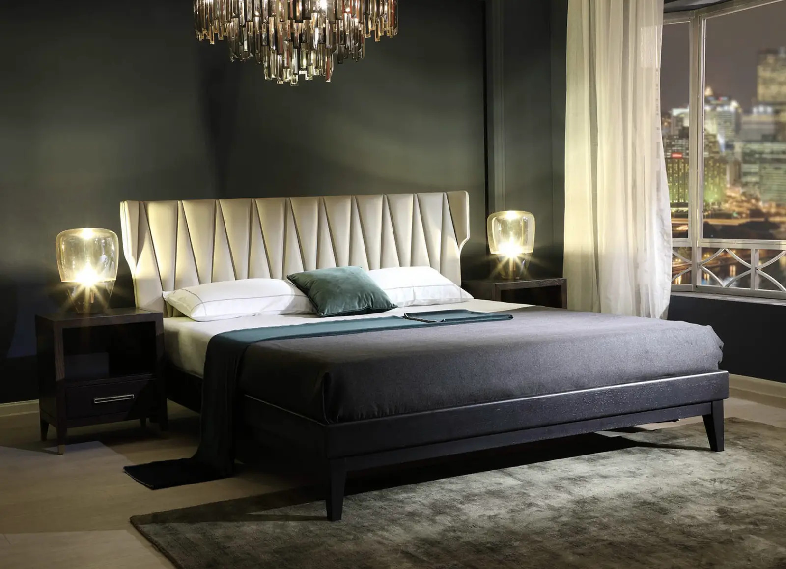EUROPA | WINGED LEATHER BED FRAME -KING