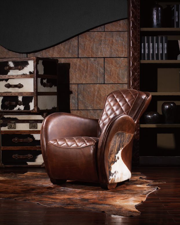 SADDLE | LEATHER COWHIDE ARMCHAIR/STOOL RANGE