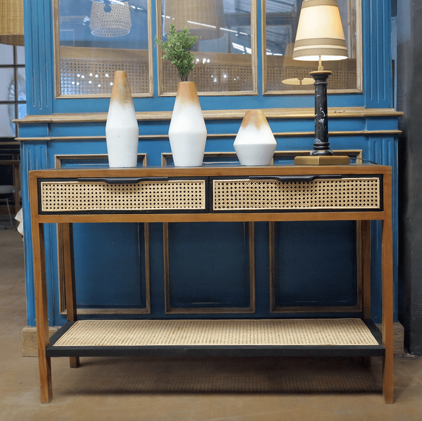HERVE | CONTEMPORARY RATTAN CONSOLE TABLE