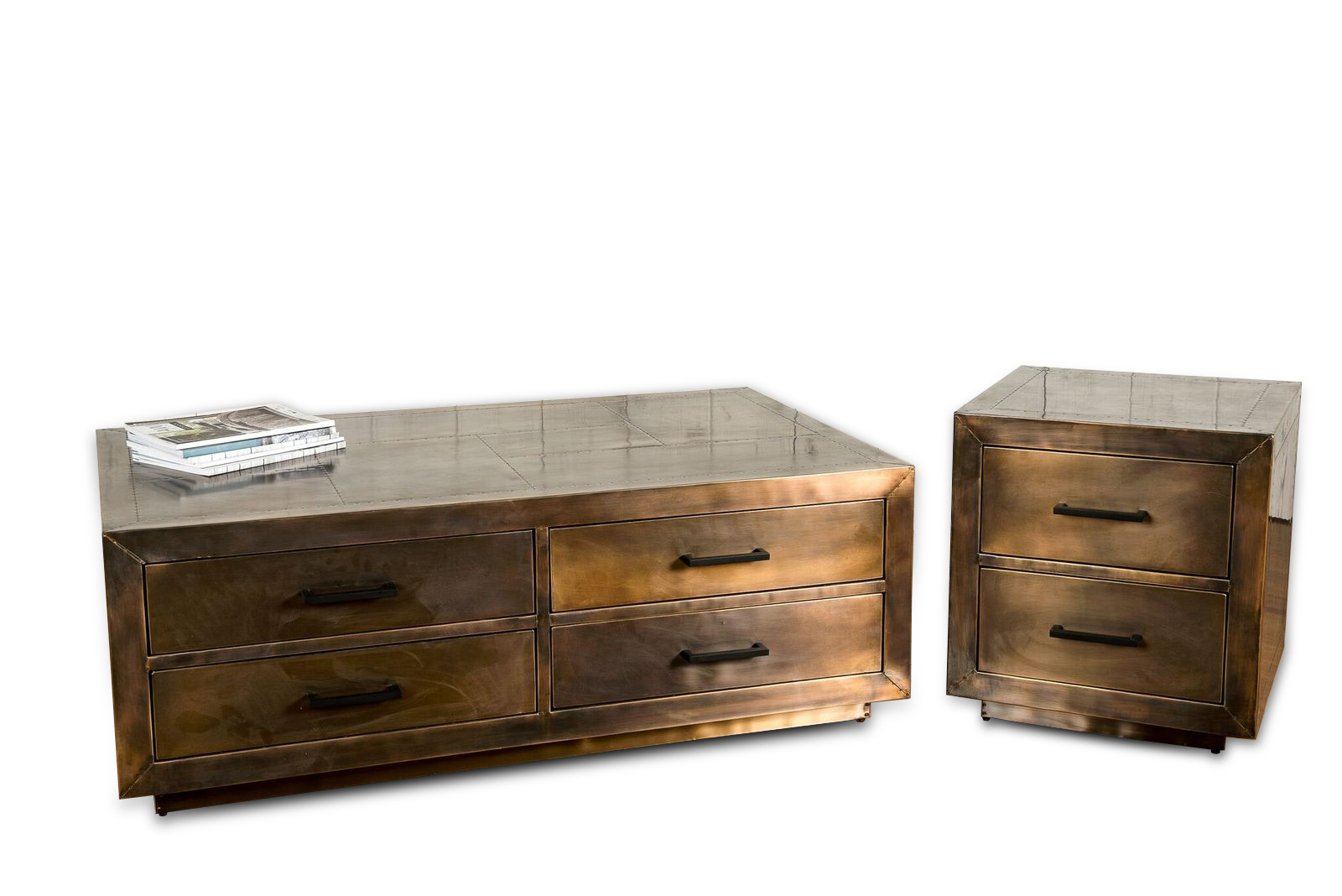JET BLAST | INDUSTRIAL BRASS COFFEE TABLE 