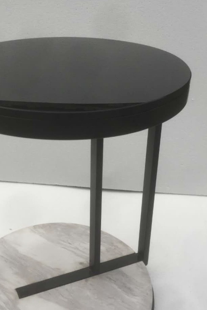 KART | GLASS & FAUX MARBLE SIDE TABLE