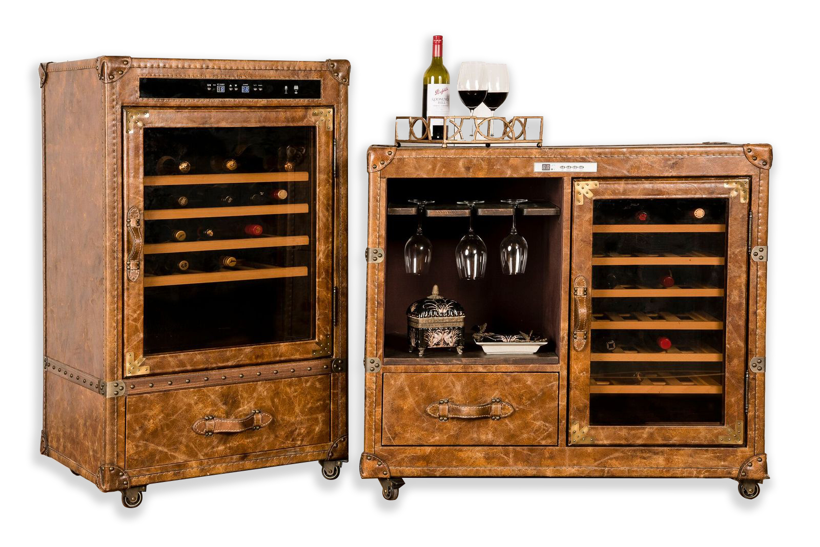 ANTIQUE | LEATHER WINE RACK COOLER 