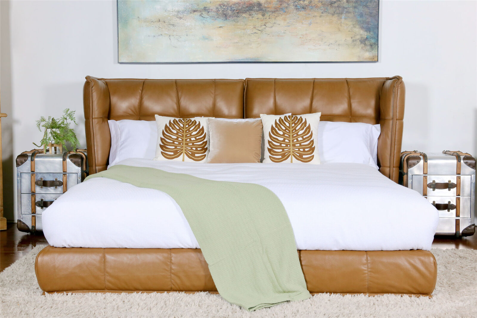 King leather bed discount