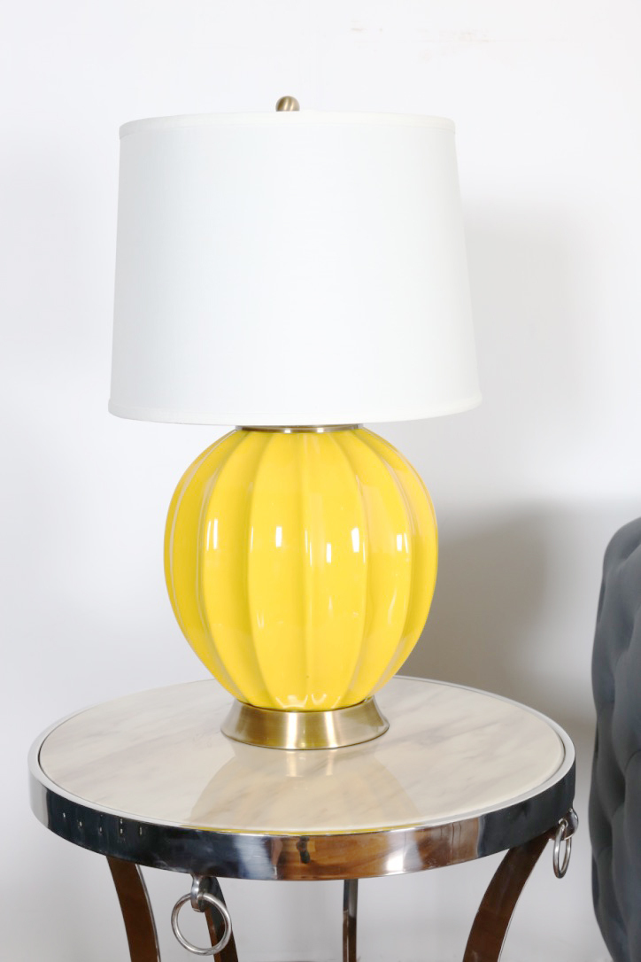 Table lamp with yellow shade store