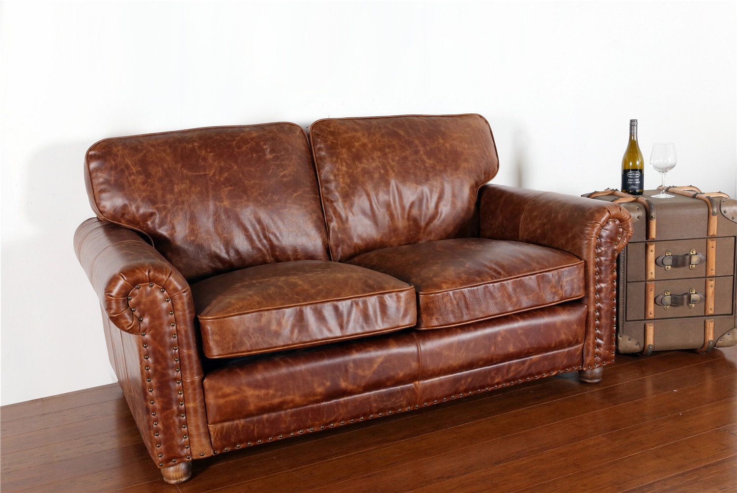 Hudson Antique Hand Rubbed Leather Sofa, Vintage Leather Sofa Sydney