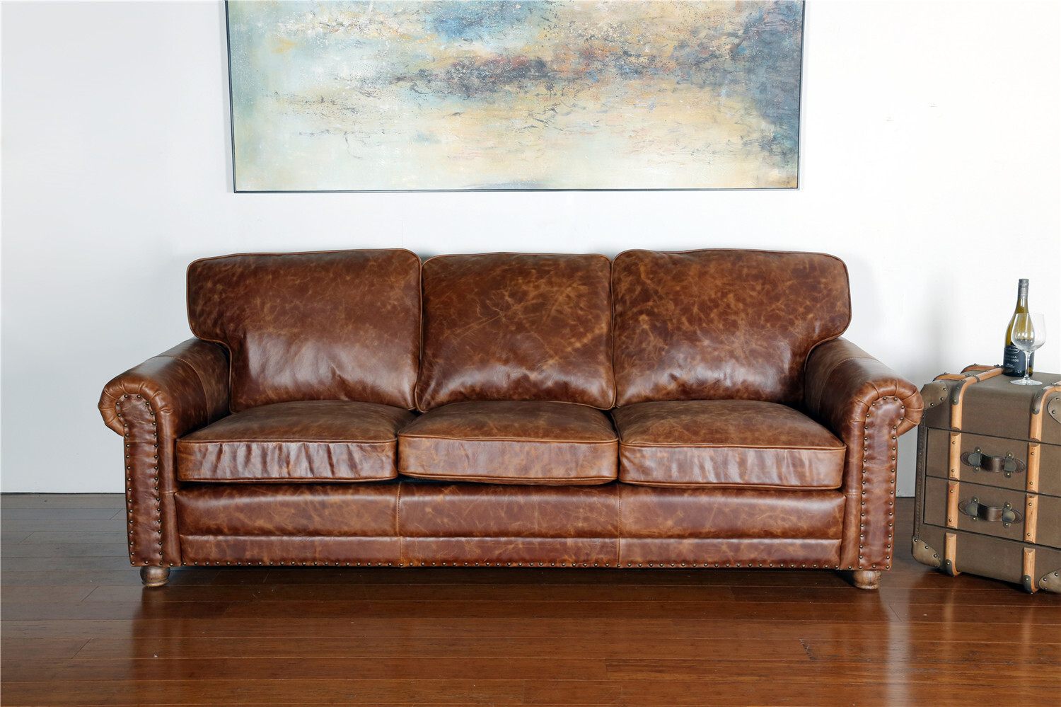 Hudson Antique Leather Lounge Range, Antique Leather Couch