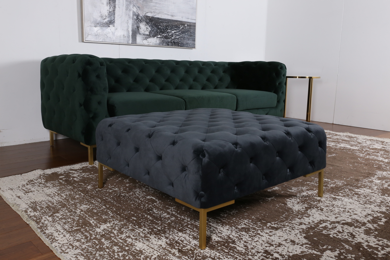 Romulus Modern Lux Velvet Ottoman Lounge Furniture Brisbane