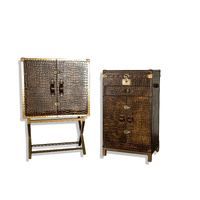 CROC | DESIGNER LIQUOR CABINET RANGE - FULL GRAIN ANTIQUE LEATHER w/ CROCODILE STAMP