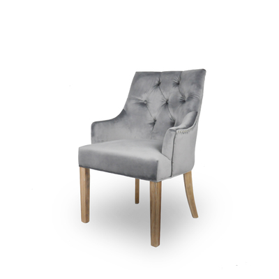 ARIANA | CLASSIC LUX VELVET END CARVER CHAIR - SILVER