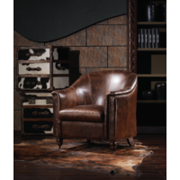 OXFORD BROWN LEATHER OCCASIONAL CHAIR
