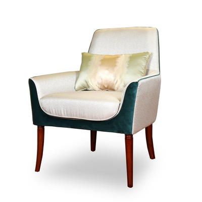 BEJEWELED SILVER & BLUE FABRIC ARM CHAIR