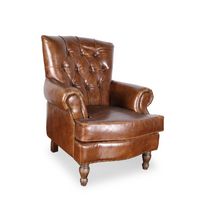 PORTOBELLO BROWN LEATHER OCCASIONAL CHAIR
