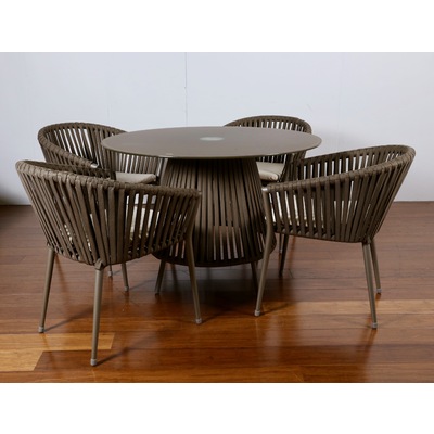 APOLLO ROUND GLASS TOP OUTDOOR DINING TABLE