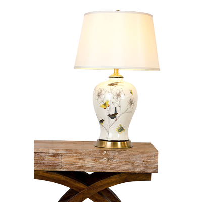 WHITE ROSE PORCELAIN TABLE LAMP