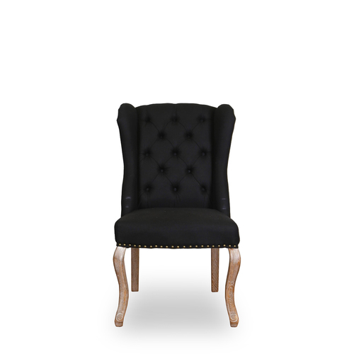 BAROQUE | WING FABRIC DINING CHAIR - BLACK