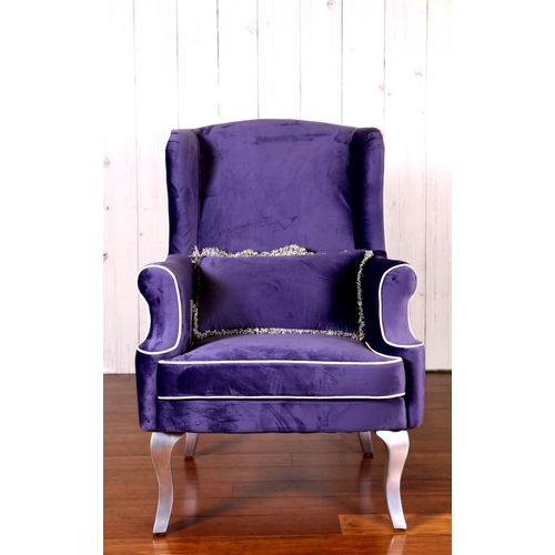 MARIE | CLASSIC LUX WING ARMCHAIR - ROYAL PURPLE