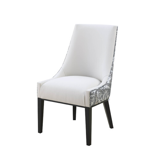 EIRENE | TWO TONE DINING CHAIR - LEATHER & FABRIC - OFF WHITE