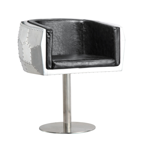 JET | TUB CHAIR - BROWN PU SUEDE LEATHER, SILVER FRAME