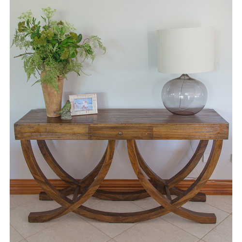 INVERTED ARC | RUSTIC TIMBER CONSOLE TABLE - 1 DRAWER