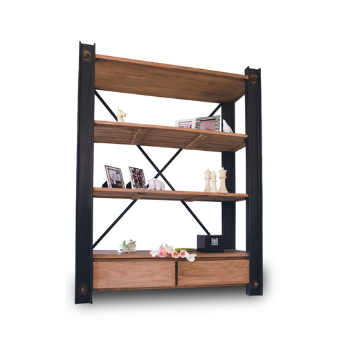 BEAM | INDUSTRIAL TIMBER DISPLAY CABINET - 2 DRAWERS