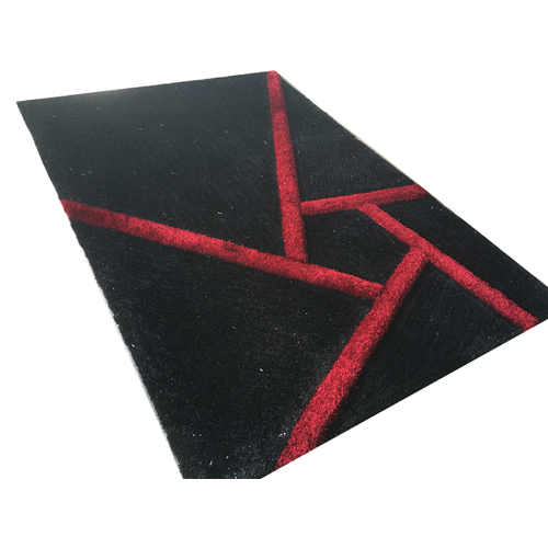 RUG BLACK AND RED GEOMETRY