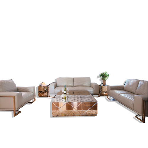 CHARME | LUXURIOUS 2-SEATER LEATHER LOUNGE - PEACH