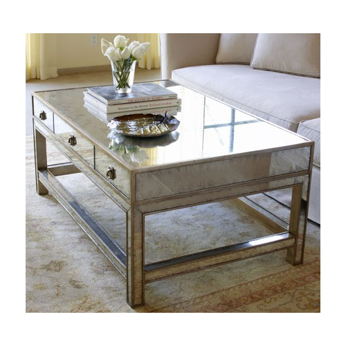 CHAMPAGNE | ANTIQUE MIRRORED COFFEE TABLE - RECTANGULAR