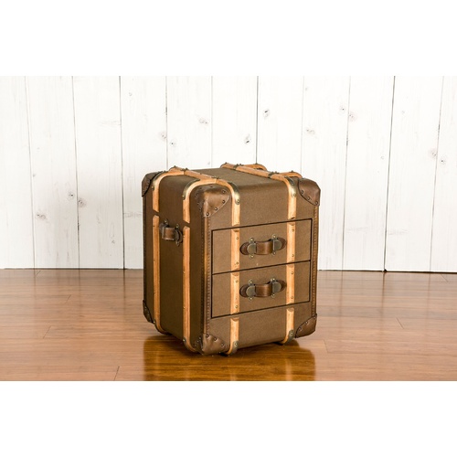 POLSTAR | CANVAS TRUNK SIDE TABLE - 2 DRAWERS