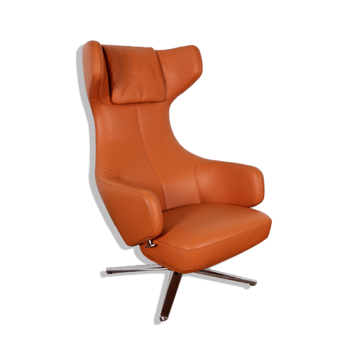MOON SPHERE | OCCASIONAL OFFICE CHAIR - LEATHER, BURNT ORANGE
